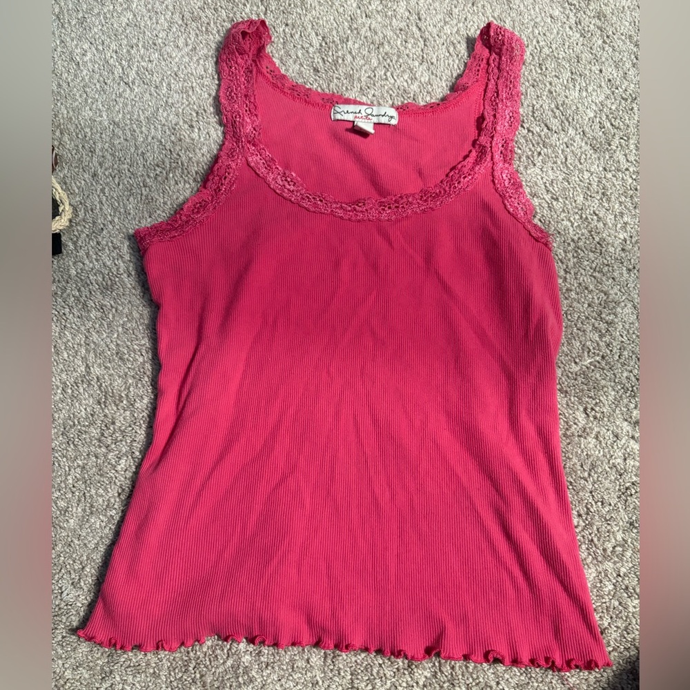 Pink lace trim tank